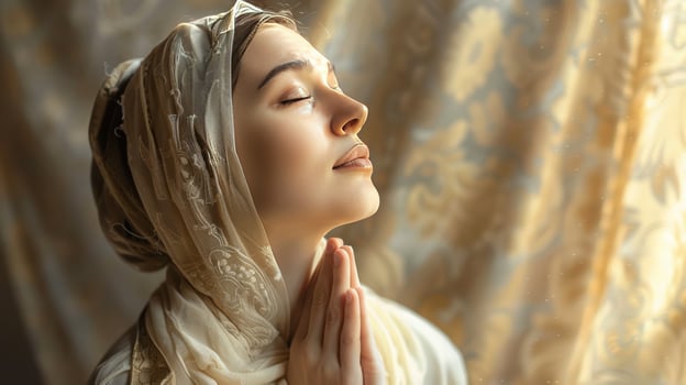 A beautiful woman praying to God, christian photo