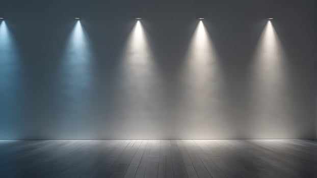 A minimalistic grey room interior with spotlights for a business product presentation display background photo