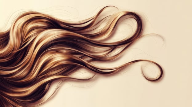 Flowing strands of golden hair showcasing rich texture and movement photo