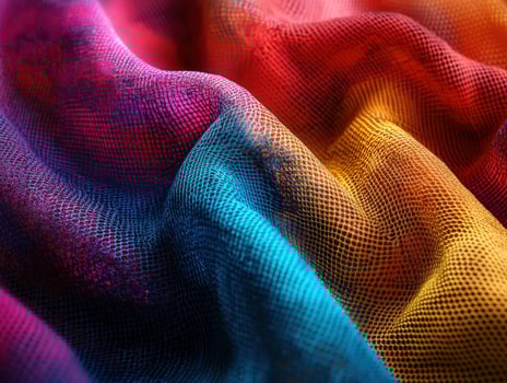 Colorful fabric texture displaying vibrant hues of red, blue, and yellow photo