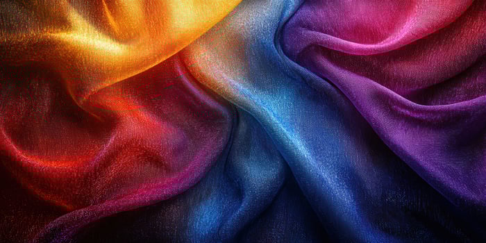 Colorful silk fabric showcasing vibrant hues and smooth textures photo