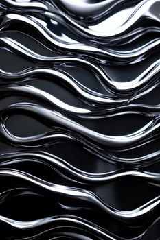 Textured metal waves create a striking visual pattern on a dark background photo