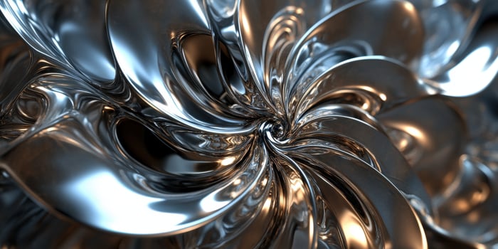 Metallic swirl with intricate patterns and dynamic reflections in abstract art photo