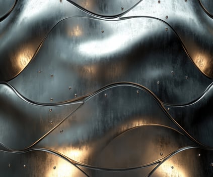 Metallic wave design showcases modern artistic architecture in an urban setting photo
