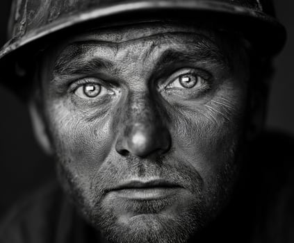Portrait of a miner with expressive eyes showing the hard work of the profession photo