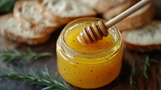 Honey and bread photo