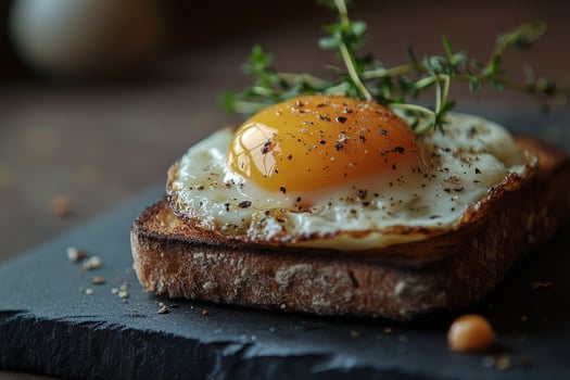 An egg on toast with herbs and spices photo