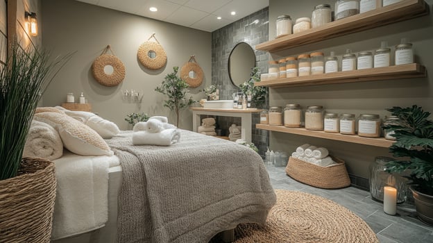 Spa interior showcasing natural elements and serene ambiance for relaxation photo