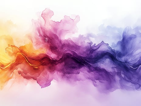 Abstract painting vibrant mountain ranges at sunset photo