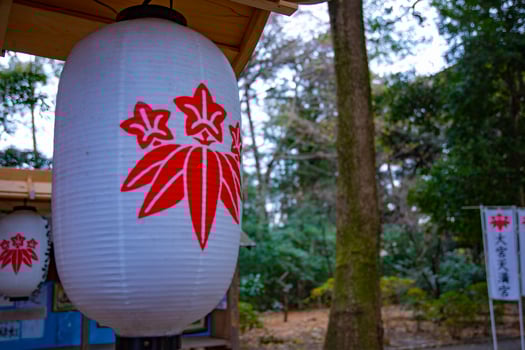 Paper lantern at Oomiya hachiman shrine in Tokyo photo