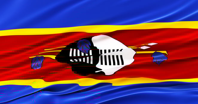 realistic waving fabric flag of eswatini, 3D render photo