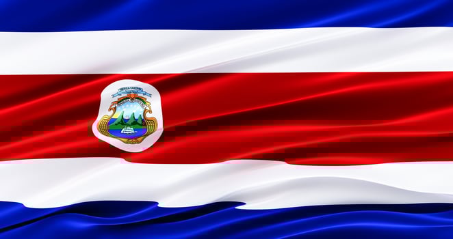 Waving Fabric Flag of costa rica, Silk Flag of costa rica, Independence Day, 3D render. photo