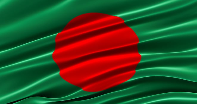 republic of bangladesh. Waving Fabric Flag of bangladesh, Silk Flag of bangladesh. 3D render photo