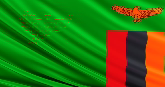 Waving Fabric Flag of zambia, Silk Flag of zambia. 3D render photo