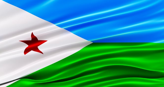 Waving Fabric Flag of djibouti, Silk Flag of djibouti, Independence Day, 3D render. photo