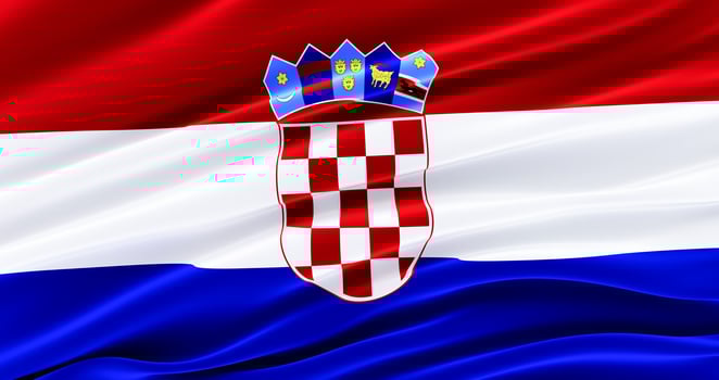 Waving Fabric Flag of croatia, Silk Flag of croatia. 3D render photo