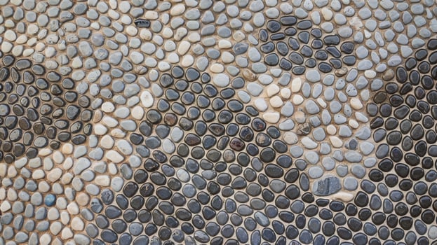 Detailed Pebble Stone Texture Pattern with Gray Blue and Beige Natural Rock Mosaic Background photo