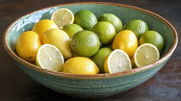 A bowl of lemons and limes photo