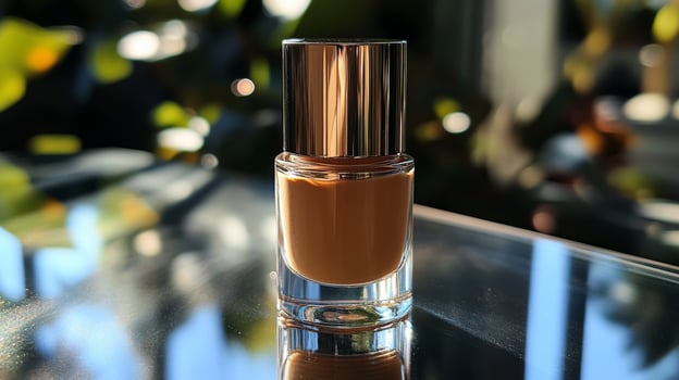 A bottle of foundation sitting on a table photo