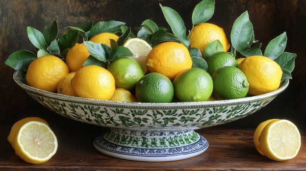 A bowl of lemons and limes photo