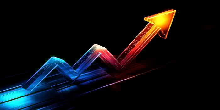 This captivating design showcases a vibrant upward trend line, representing significant business growth and asset analysis in a global context, enhanced by sleek color transitions photo