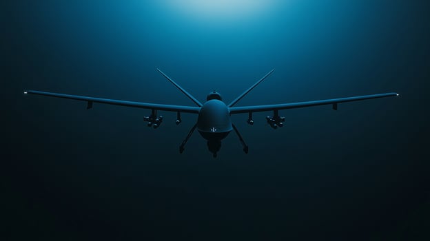 darken drone on blue background photo