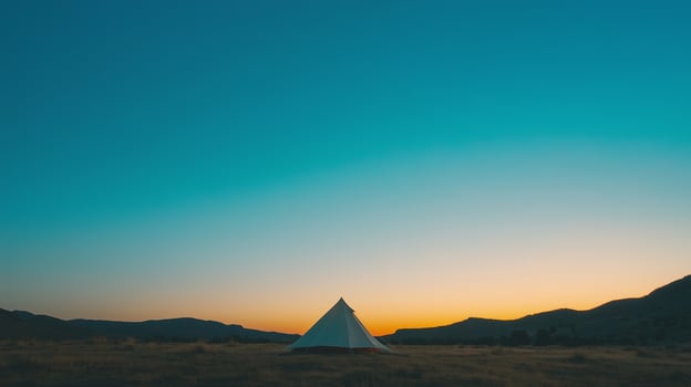 Vibrant Camping Tent Under Bright Blue Sky photo