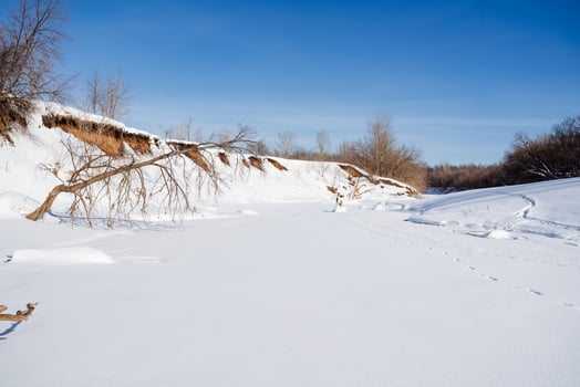 A person riding a snowboard down a snowy slope photo