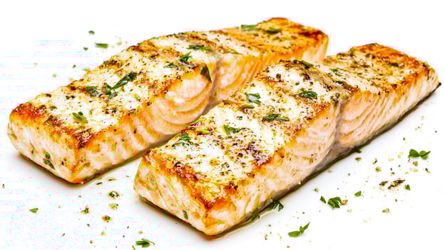 Grilled salmon filet with herb photo