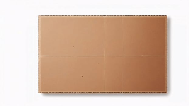 Top view of a blank brown cardboard sheet, isolated on white background. photo