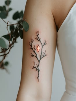 Small tree branch tattoo on a womans arm photo