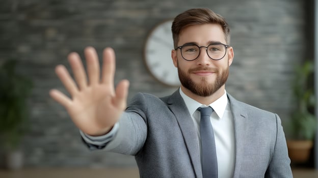 Group of professionals shaking hands and congratulating each other for a New Year start photo