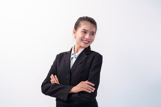 a young asian woman in a business suit photo