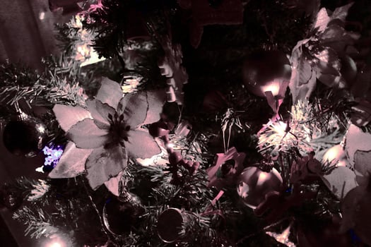 Christmas tree macro photo of decoration and fairy light