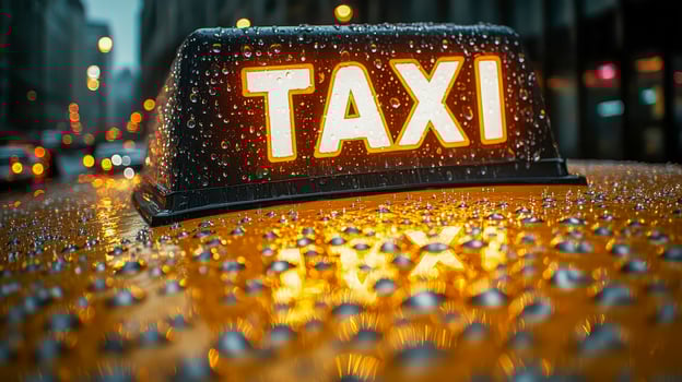 A yellow cab car with a sign on the roof of the taxi cab photo