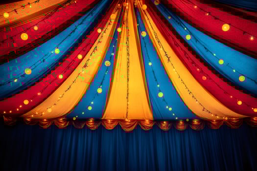 Colorful circus tent ceiling with lighting decorated for event photo