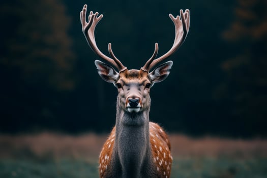 Majestic fallow deer buck showing antlers in forest setting photo