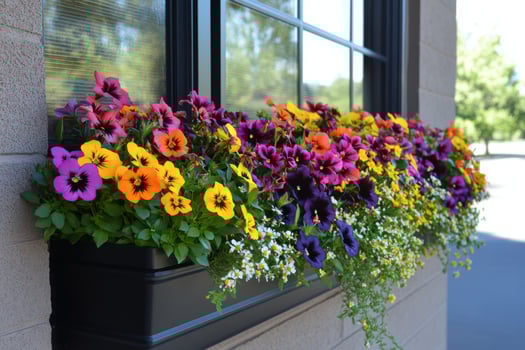 A window box filled with colorful flowers photo