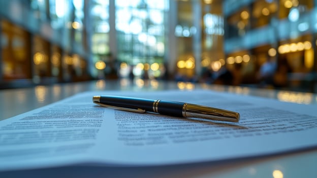 Pen on a paper document photo