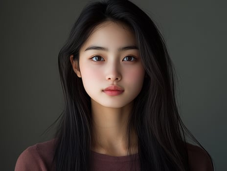 Captivating headshot of a young woman with mesmerizing eyes photo