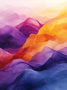 Abstract depicting vibrant mountain ranges at sunset photo