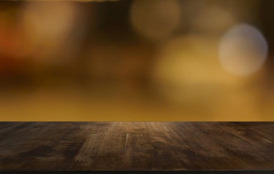 empty wooden table on blurred backgrounds photo