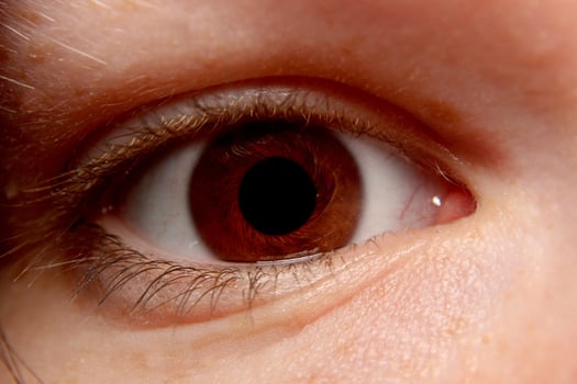 Eye close-up with vortex effect around the pupil. photo