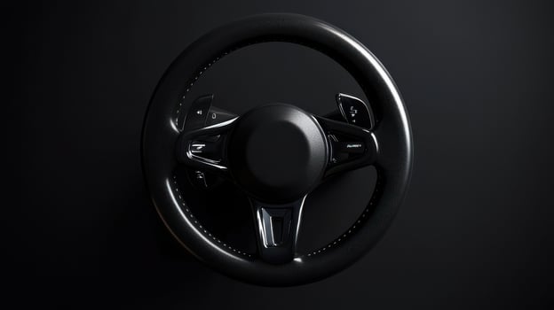 Steering wheel design illustrating modern automotive engineering and functionality in sleek black finish photo