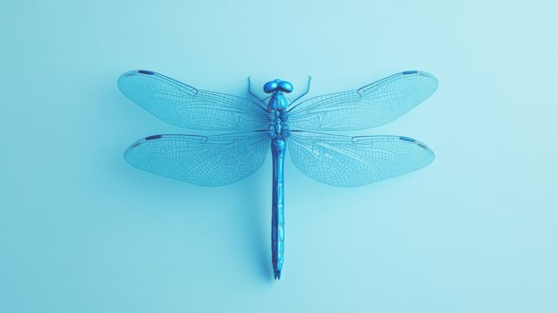Bright blue dragonfly perched on a textured surface showcasing intricate wing details and vibrant colors photo