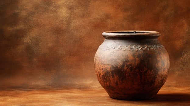 A brown vase sitting on a brown background photo