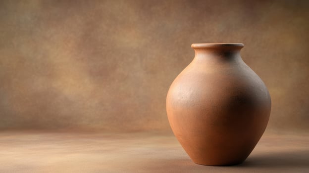 A brown vase sitting on a table photo