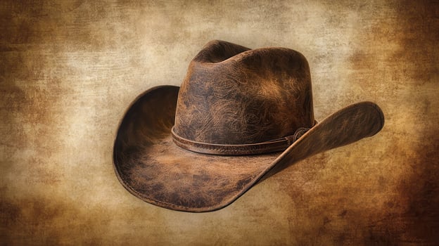 Classic cowboy hat displayed against a rustic background highlighting texture and craftsmanship photo