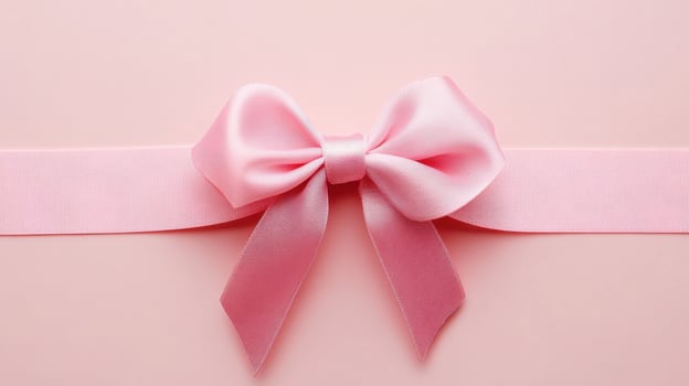 Beautiful pink ribbon bow on a soft pastel background perfect for gift wrapping or decoration ideas photo