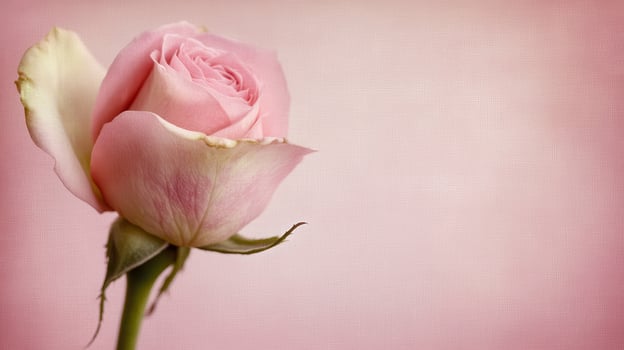 Soft pink rose with delicate petals against a subtle pastel background showcasing natural beauty and elegance photo